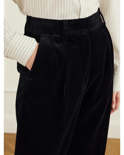 Blazé Milano Black Fox Straight-Leg Cotton-Velvet Pants