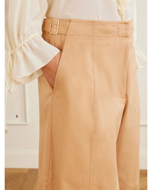 Ulla Johnson Natural Sascha Cotton-Twill Wide-Leg Cropped Pants