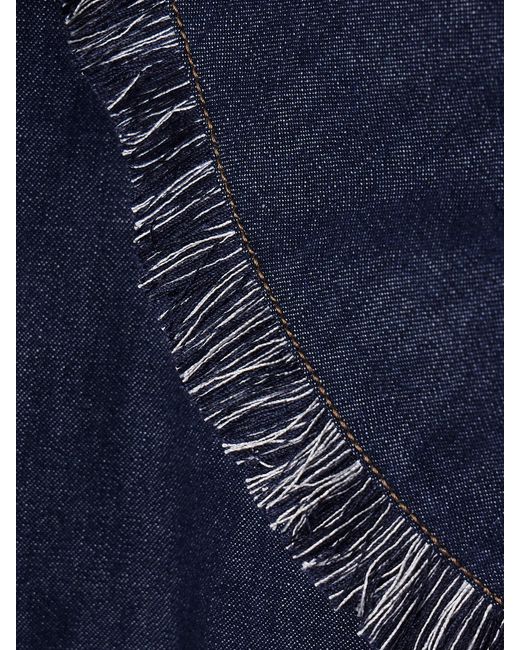 Zimmermann Blue Rhiannon Frayed Cotton-Chambray Shorts