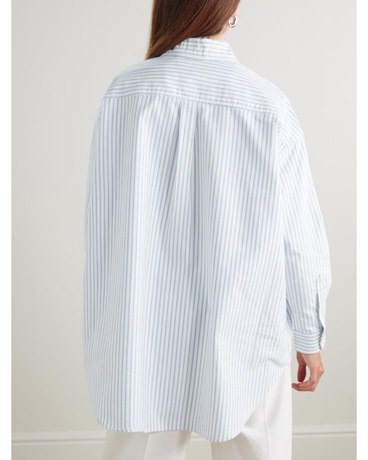 Polo Ralph Lauren White Hemd Aus Gestreiftem Baumwoll-Oxford Mit Stickerei
