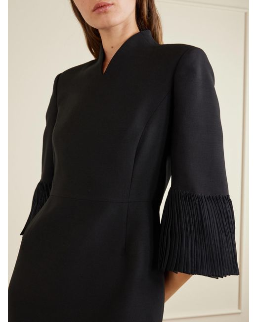 Valentino Garavani Black Wool And Silk-Blend Crepe Midi Dress