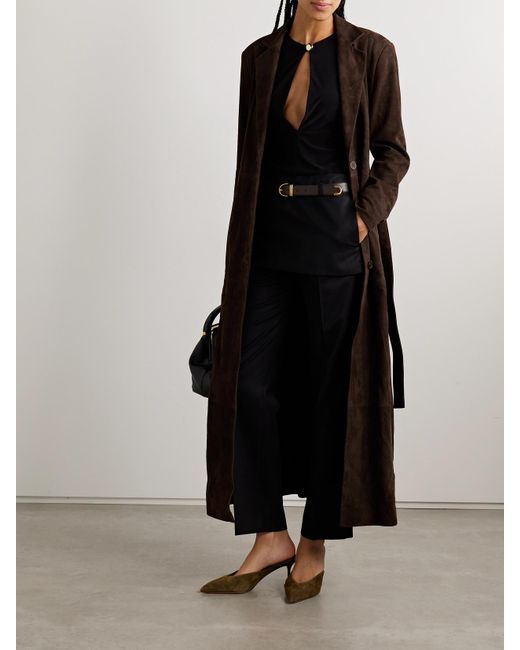 Manteau En Daim À Ceinture Vesper Nour Hammour en coloris Black