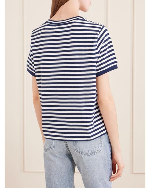 Suzie Kondi Blue Symi Striped Cotton-Jersey T-Shirt