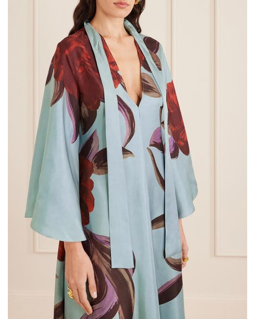LaDoubleJ White Magnifico Printed Silk Maxi Dress