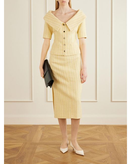 Alessandra Rich Natural Embellished Tweed Jacket
