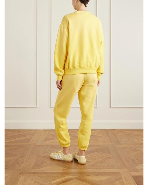 Polo Ralph Lauren Yellow Embroidered Cotton-Blend Fleece Sweatsihrt