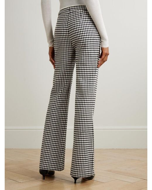 Cara Cara Black Christopher Houndstooth Wool-Blend Wide-Leg Pants