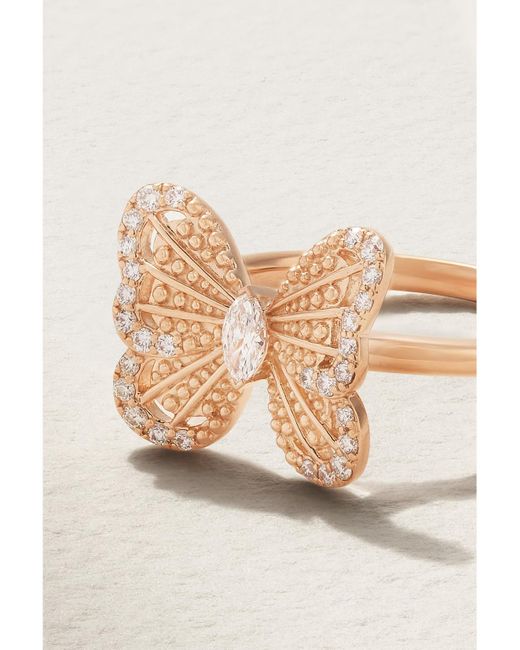 De Beers London Natural Portraits Of Nature Butterfly 18-Karat Rose Diamond Ring