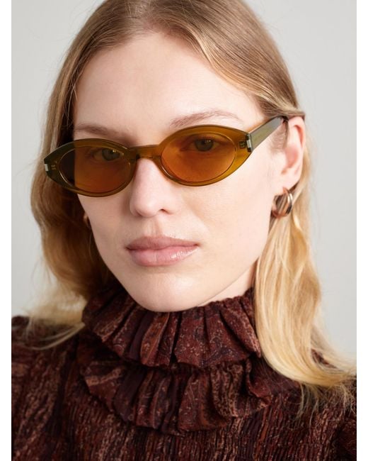 Saint Laurent Yellow Oval-Frame Acetate Sunglasses