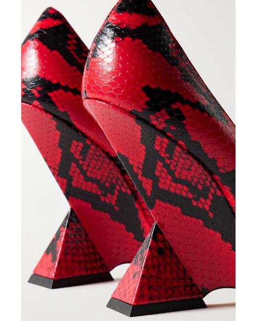The Attico Red Cheope Snake-Effect Leather Pumps