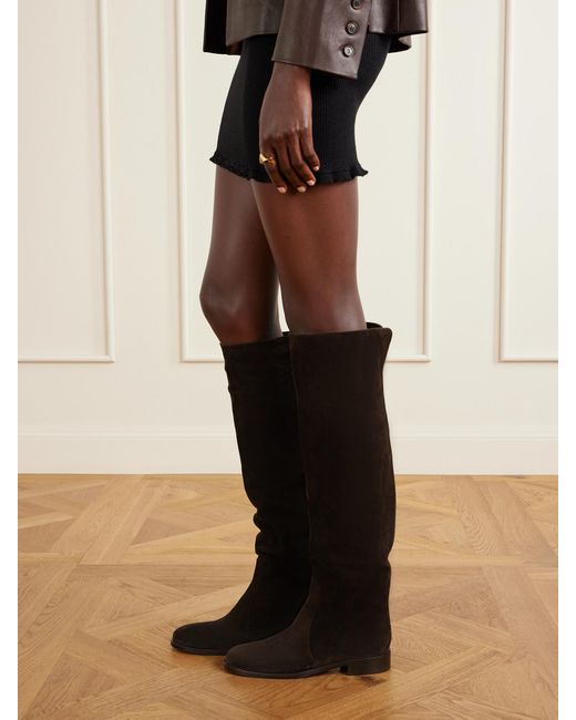 Gianvito Rossi Black Zayne 20 Suede Over-The-Knee Boots
