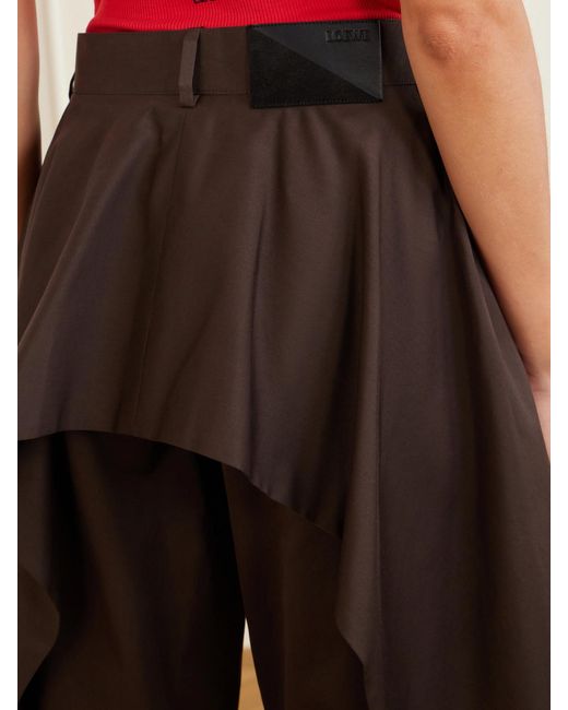 Loewe Brown Cotton And Silk-Blend Gabardine Wide-Leg Pants