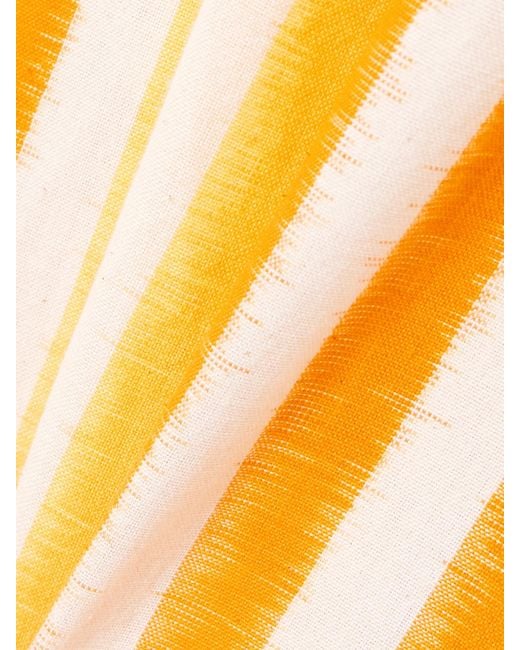 Emporio Sirenuse Metallic Azzurra Striped Cotton Maxi Dress