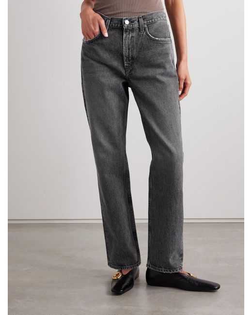 Agolde Gray Valen Mid-Rise Straight-Leg Jeans