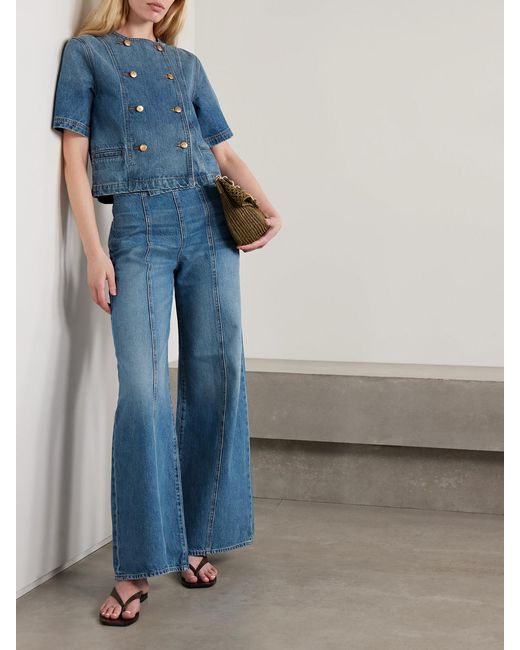Ulla Johnson Blue Serge Double-Breasted Denim Jacket