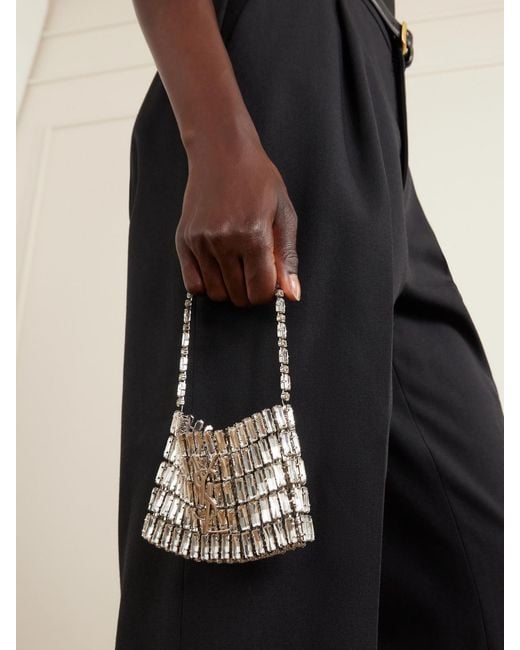 Saint Laurent White Evening Micro Crystal-Embellished Chainmail Shoulder Bag