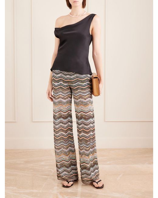 Missoni Multicolor Striped Metallic Crochet-Knit Wide-Leg Pants
