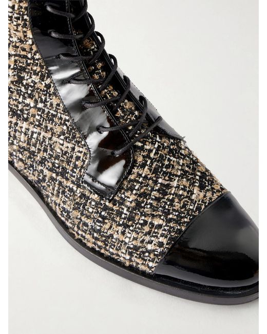 JENNIFER CHAMANDI Black Brando 20 Leather-Trimmed Tweed Ankle Boots