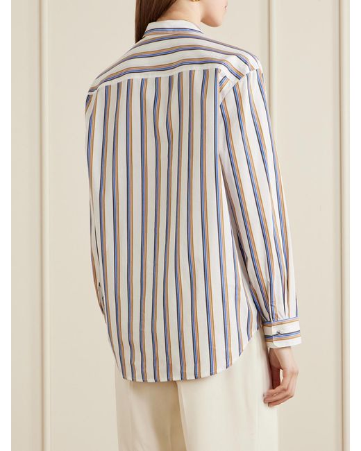 Leset White Yoshi Striped Cotton-Blend Poplin Shirt