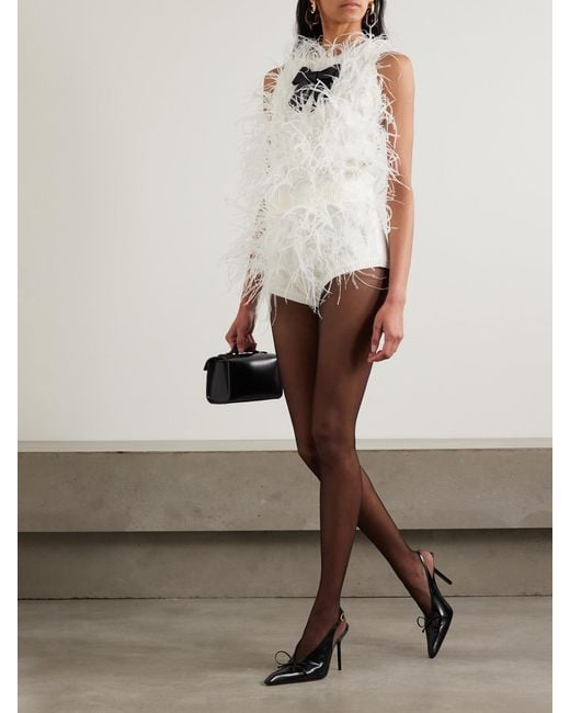 ShuShu/Tong Natural Feather- And Satin-Trimmed Wool-Blend Sweater