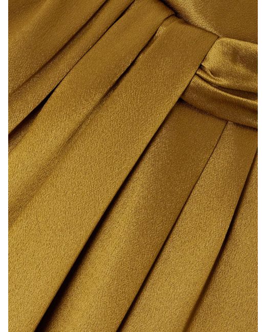 Saint Laurent Yellow Twisted Silk-Satin Turtleneck Mini Dress