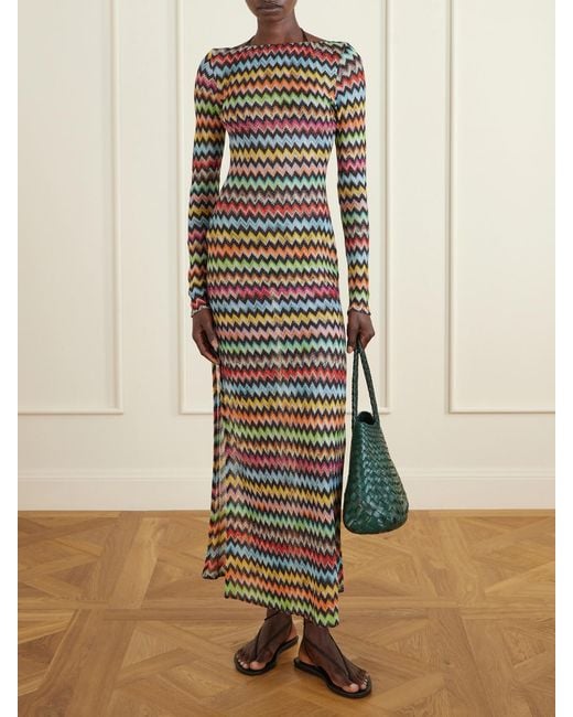 Missoni White Striped Metallic Crochet-Knit Cover-Up