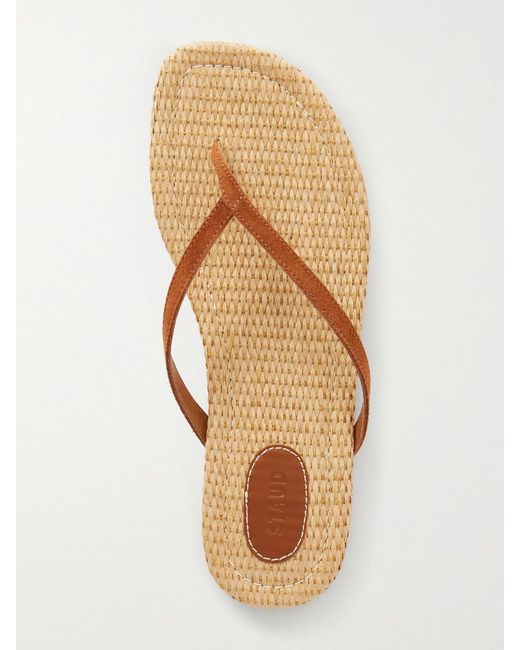 Staud Brown Freja Suede Flip Flops