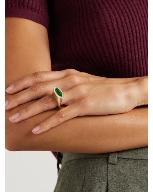 Marie Lichtenberg Natural Evil Eye 18-Karat, Enamel, Diamond And Sapphire Ring