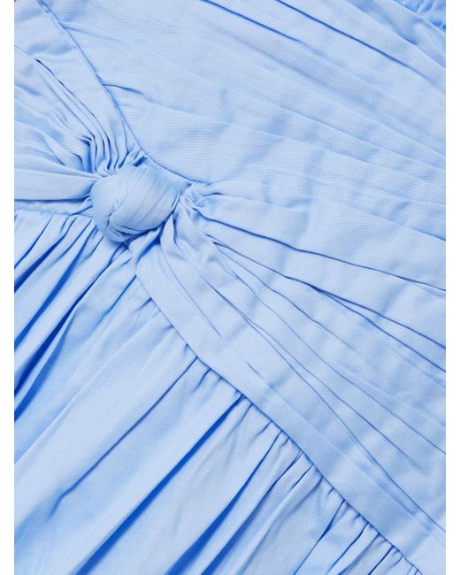 Robe Midi En Popeline De Coton À Fronces, Plis Et Nœuds Agatha Aje. en coloris Blue
