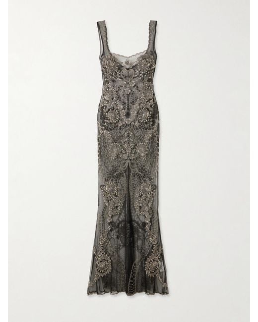 Clio Peppiatt White Cora Embellished Tulle Gown