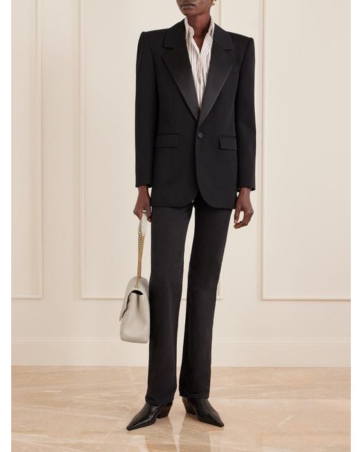 Saint Laurent Natural Loulou Große Schultertasche Aus Gestepptem Leder