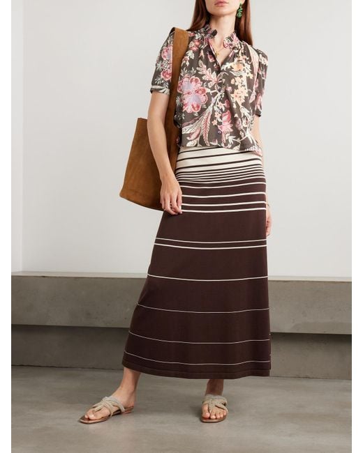 Alix Of Bohemia Brown Winn Hemd Aus Baumwoll-Voile Mit Blumenprint Und Rüschen