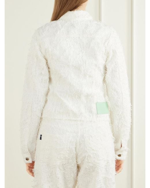 Haikure White Cherry Frayed Denim Jacket
