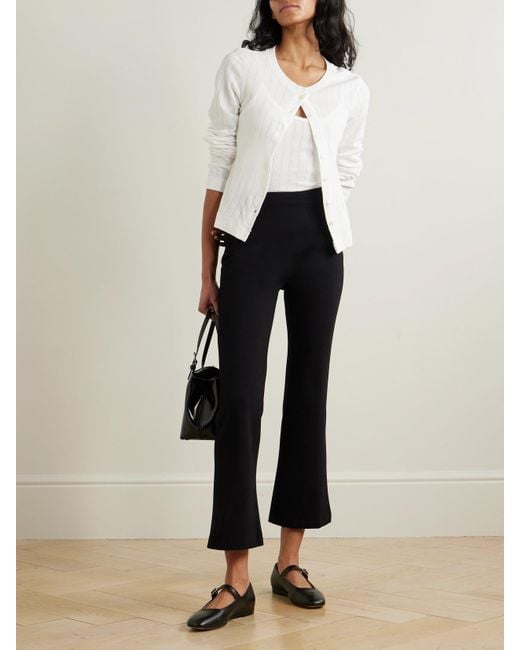 Leset Black Rio Cropped Stretch-Ponte Flared Pants