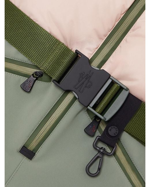 Moncler Green Belted Paneled Quilted Down Ski Suit