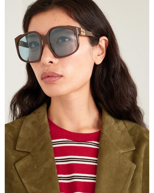 Miu Miu Brown Oversized Square-Frame Acetate Sunglasses