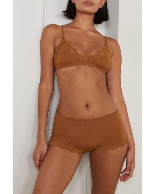 Skims Brown Fits Everybody Corded Lace Triangle Bralette – Bronze – Triangel-Bh Aus Stretch-Material Mit Spitzenbesätzen