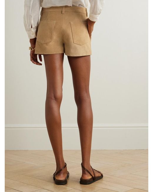 Etro Natural Appliquéd Suede Shorts