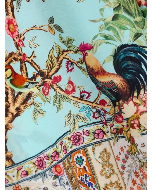 Camilla Multicolor Sultans And Queens Tie-Detailed Embellished Printed Silk-Crepe Blouse