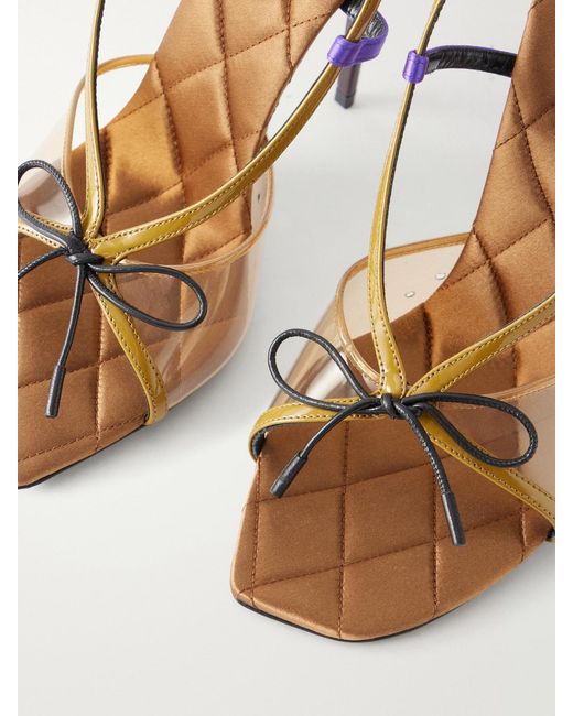 Saint Laurent Metallic Jean 110 Leather And Satin-Trimmed Tpu Sandals