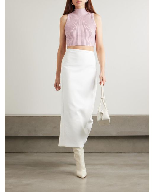 Courreges Pink Ärmelloses Oberteil Aus Einer Gerippten Baumwoll-Merinowollmischung Mit Applikation