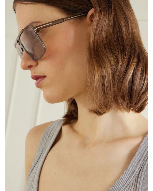 Tom Ford Natural Kemp Aviator-Style Acetate Sunglasses