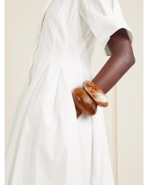 Jonathan Simkhai White Mollie Pleated Cotton-Poplin Midi Shirt Dress
