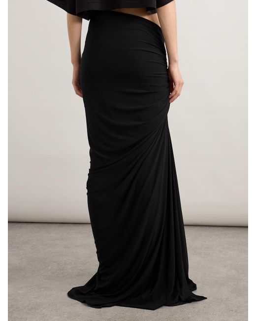 Alaïa Black Draped Stretch-Knit Maxi Skirt