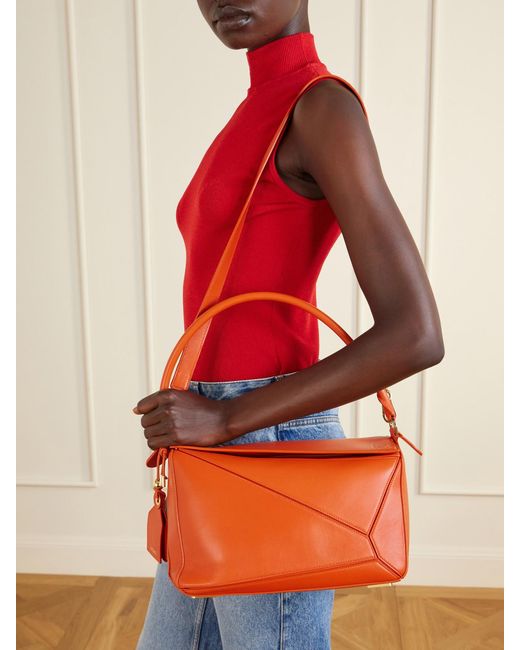 Loewe Orange Paula's Ibiza Puzzle Small Leather Shoulder Bag