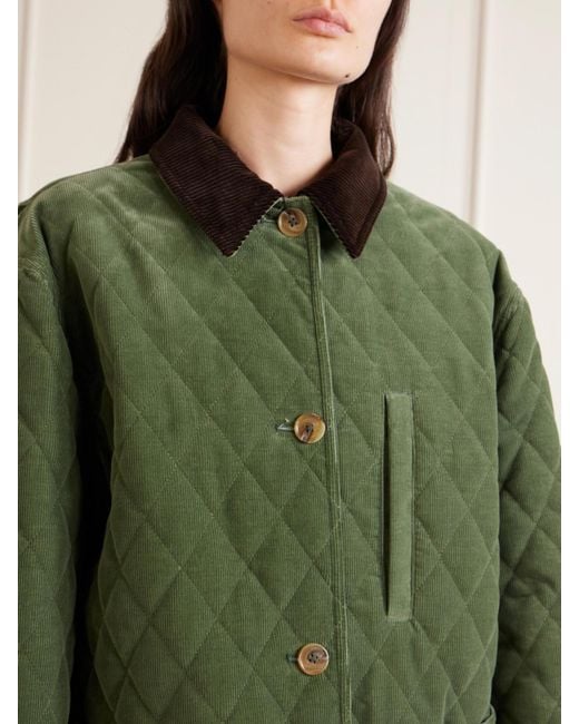 Blazé Milano Green Clelia Matellassé Cotton-Corduroy Jacket