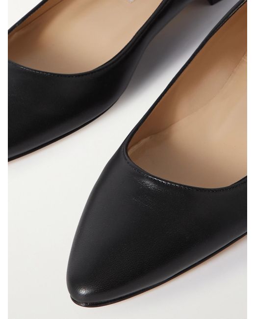 Manolo Blahnik Black Bb 10 Leather Point-Toe Flats