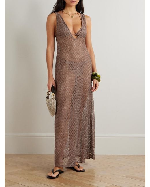 Missoni Brown Metallic Crochet-Knit Coverup