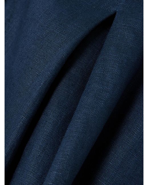 ANDRES OTALORA Blue Una Metafora Hose Mit Weitem Bein Aus Leinen Mit Falten
