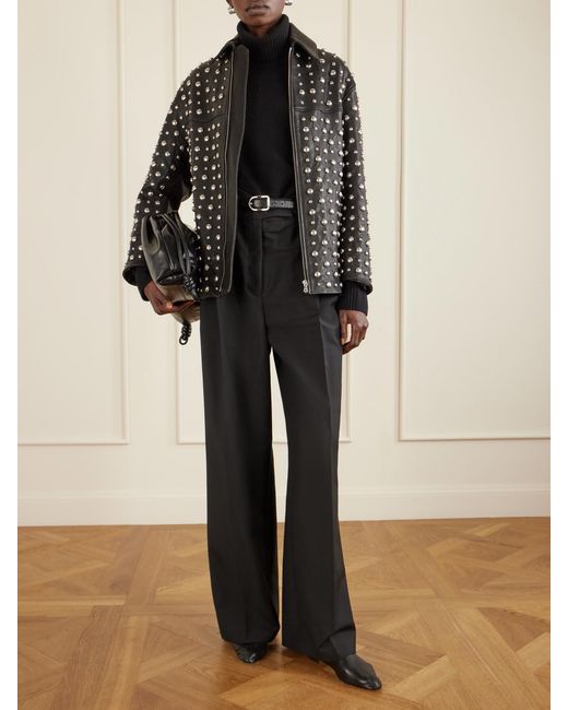 Nour Hammour Black Studded Leather Jacket
